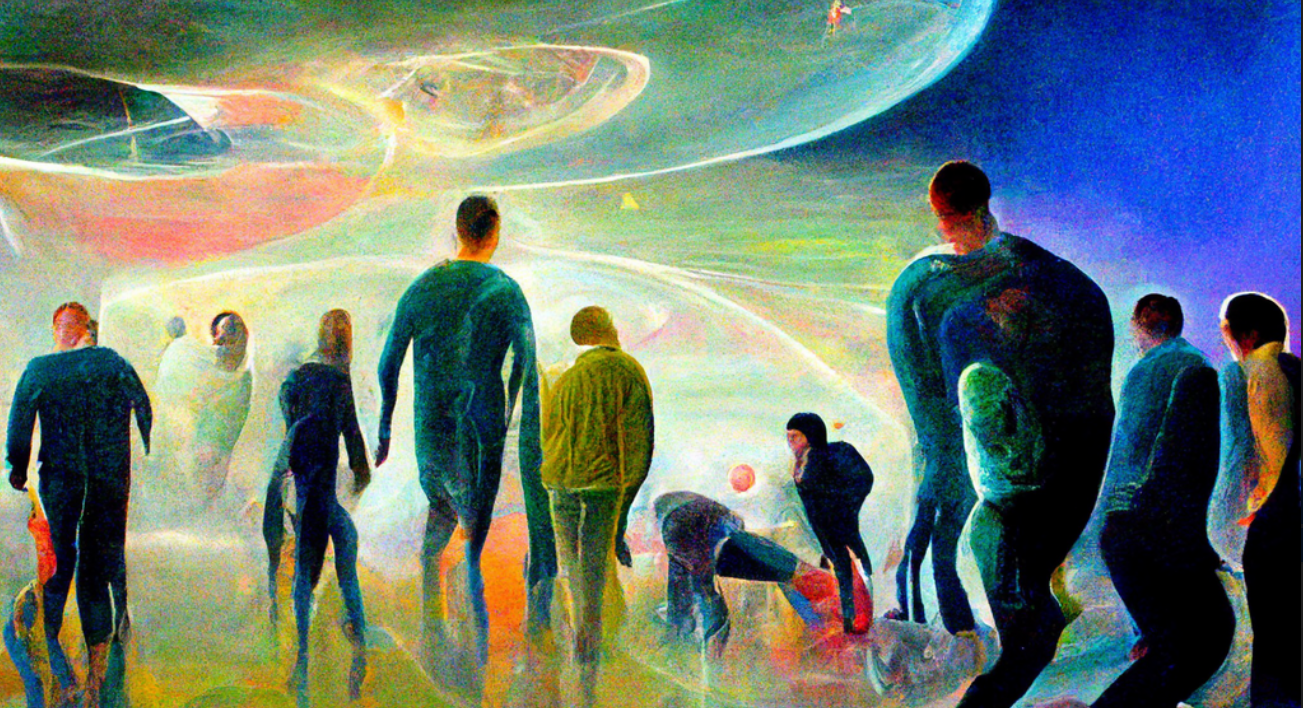 Abstract image of figures in a digital economy.